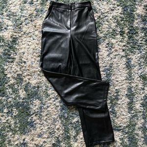 Fleece Lined Pleather Straight Leg Pants